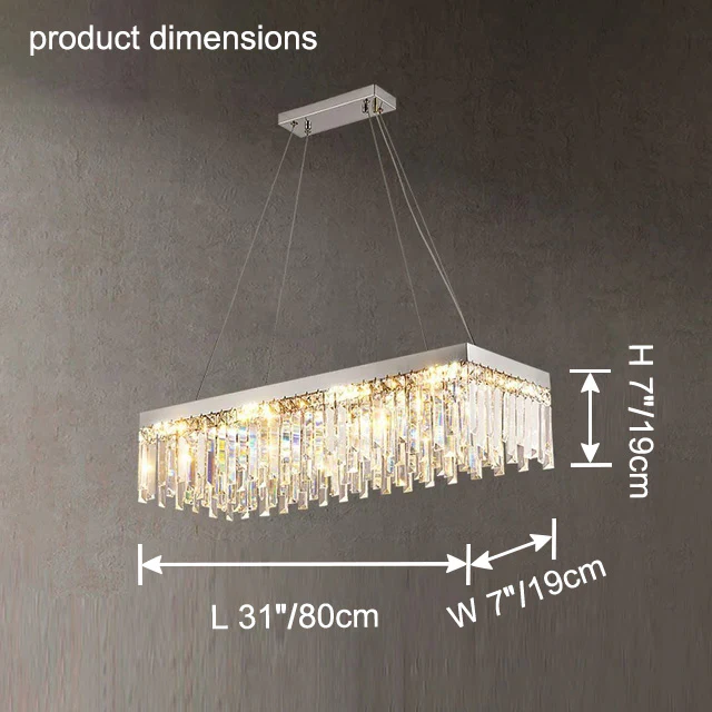 WOMO Rectangular Silver Crystal Chandelier-WM2702 - Image 6
