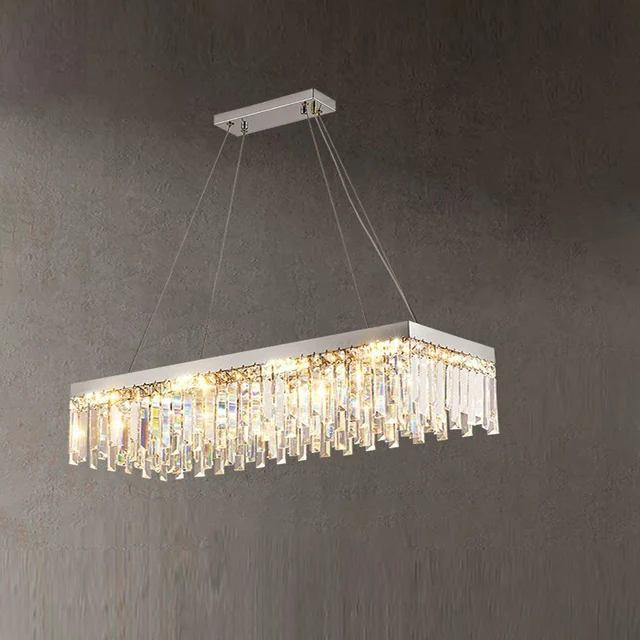 WOMO Rectangular Silver Crystal Chandelier-WM2702 - Image 7