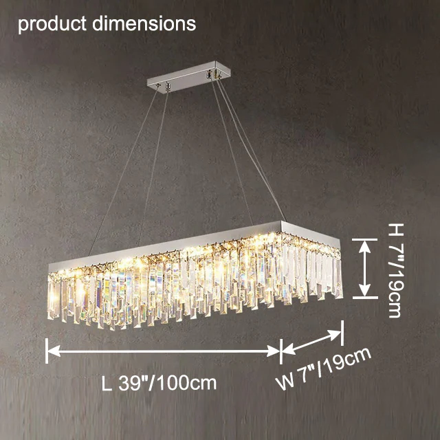 WOMO Rectangular Silver Crystal Chandelier-WM2702 - Image 8