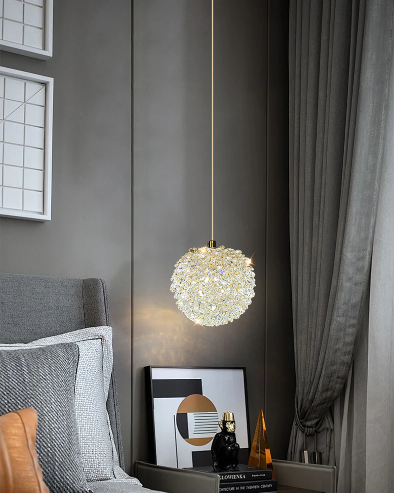 WOMO Small Crystal Globe Pendant Light-WM2367 - Image 12