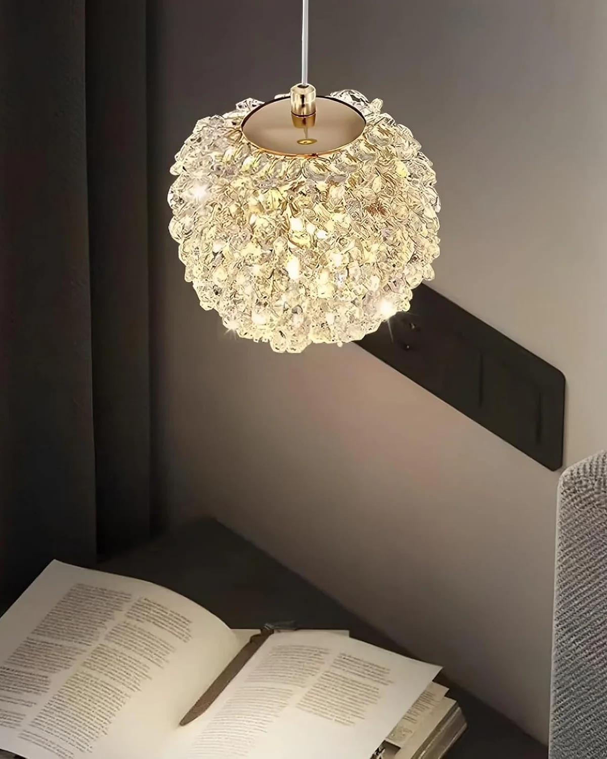 WOMO Small Crystal Globe Pendant Light-WM2367 - Image 7