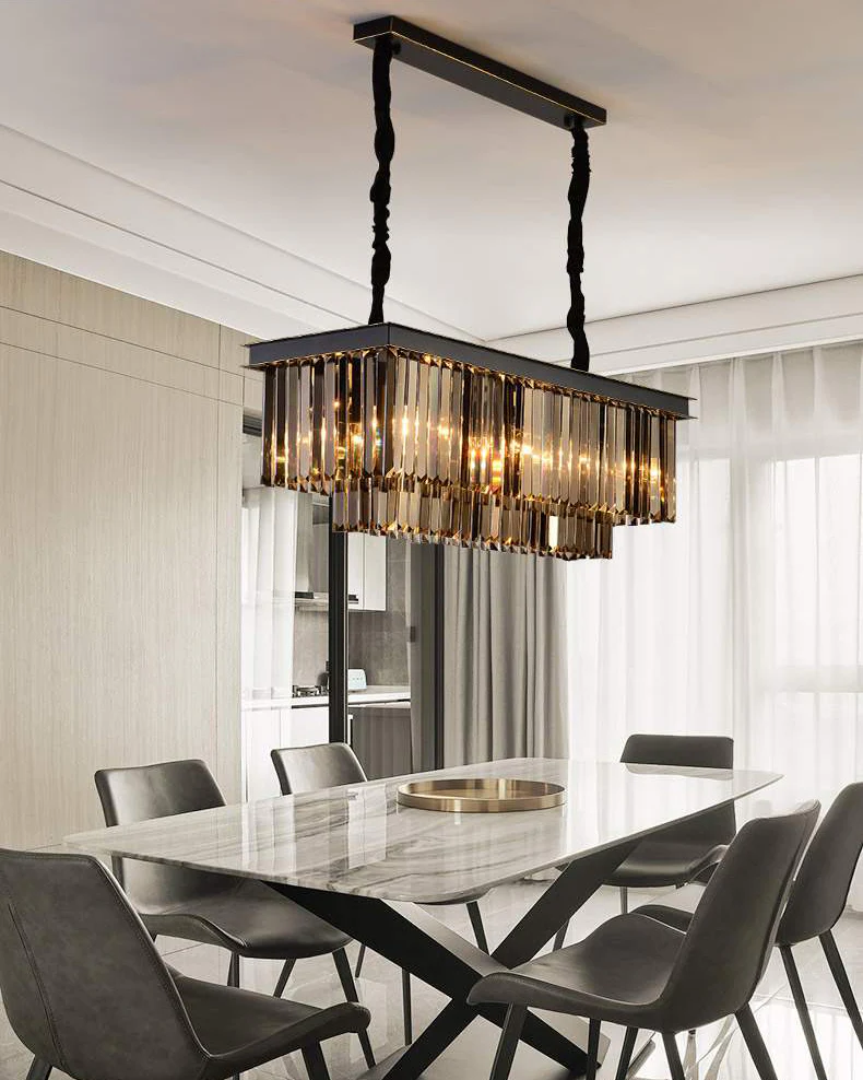 WOMO Smoked Crystal Rectangular Chandelier-WM2918 - Image 2