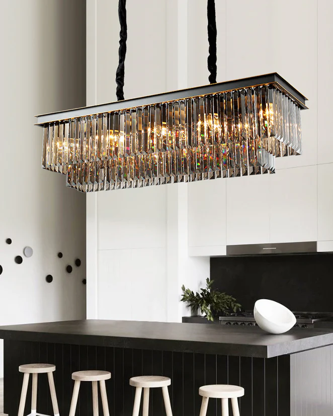 WOMO Smoked Crystal Rectangular Chandelier-WM2918 - Image 3