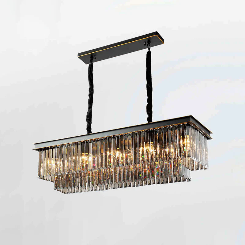 WOMO Smoked Crystal Rectangular Chandelier-WM2918 - Image 6