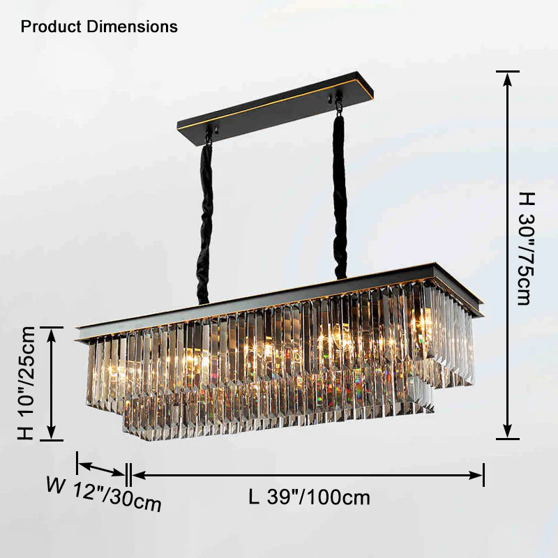 WOMO Smoked Crystal Rectangular Chandelier-WM2918 - Image 7