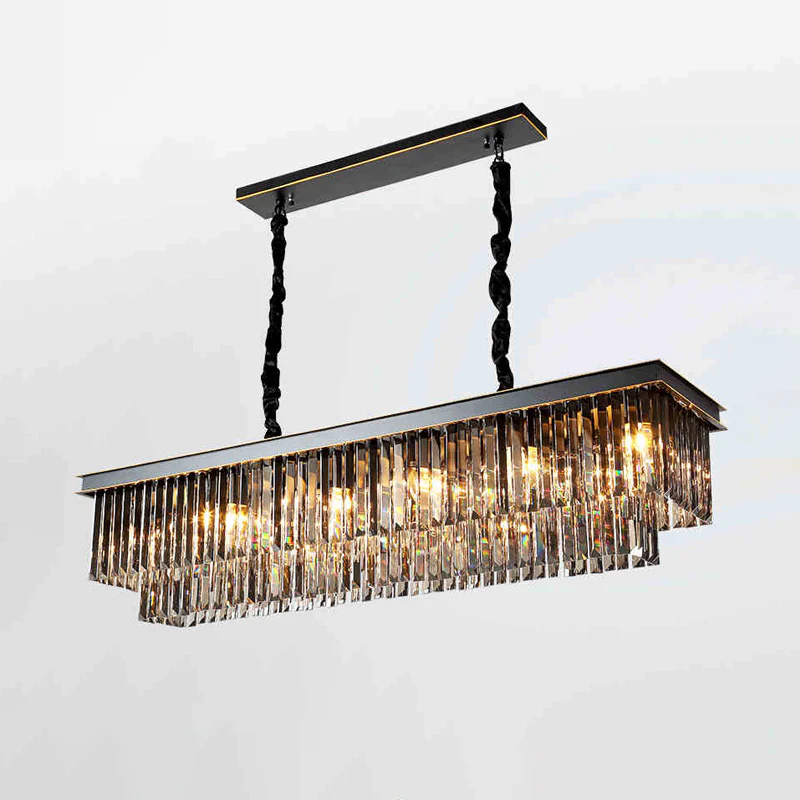 WOMO Smoked Crystal Rectangular Chandelier-WM2918 - Image 8