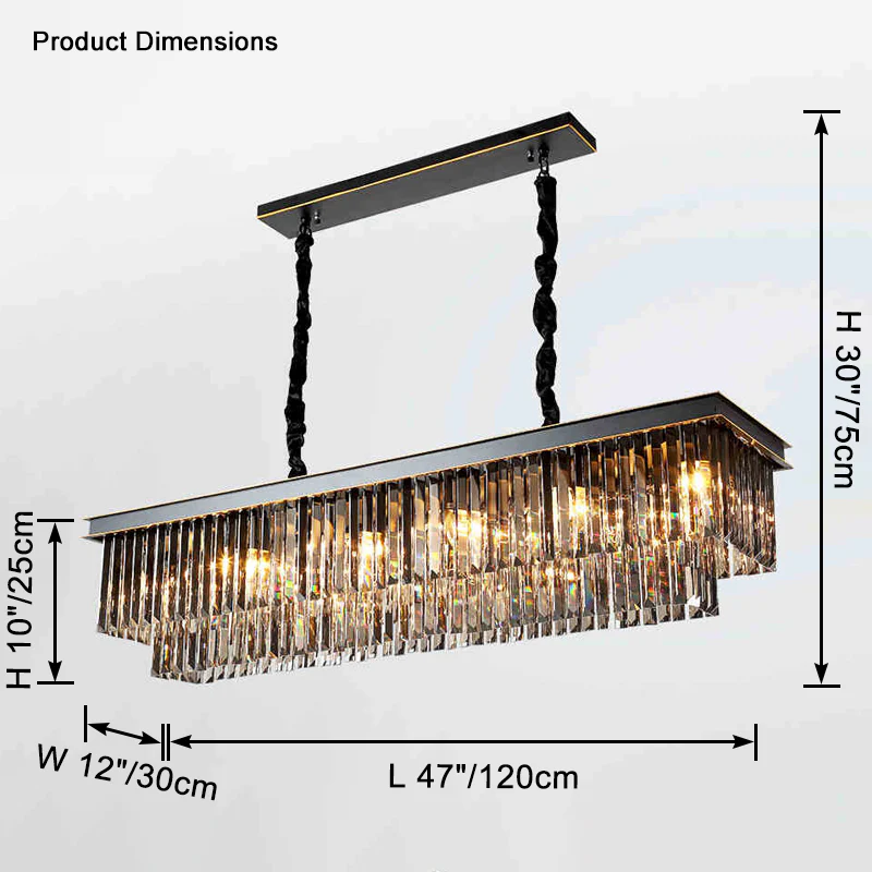 WOMO Smoked Crystal Rectangular Chandelier-WM2918 - Image 9