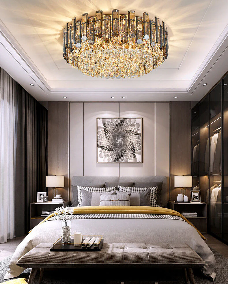 WOMO Smoked Crystal Round Ceiling Light-WM3040 - Image 2