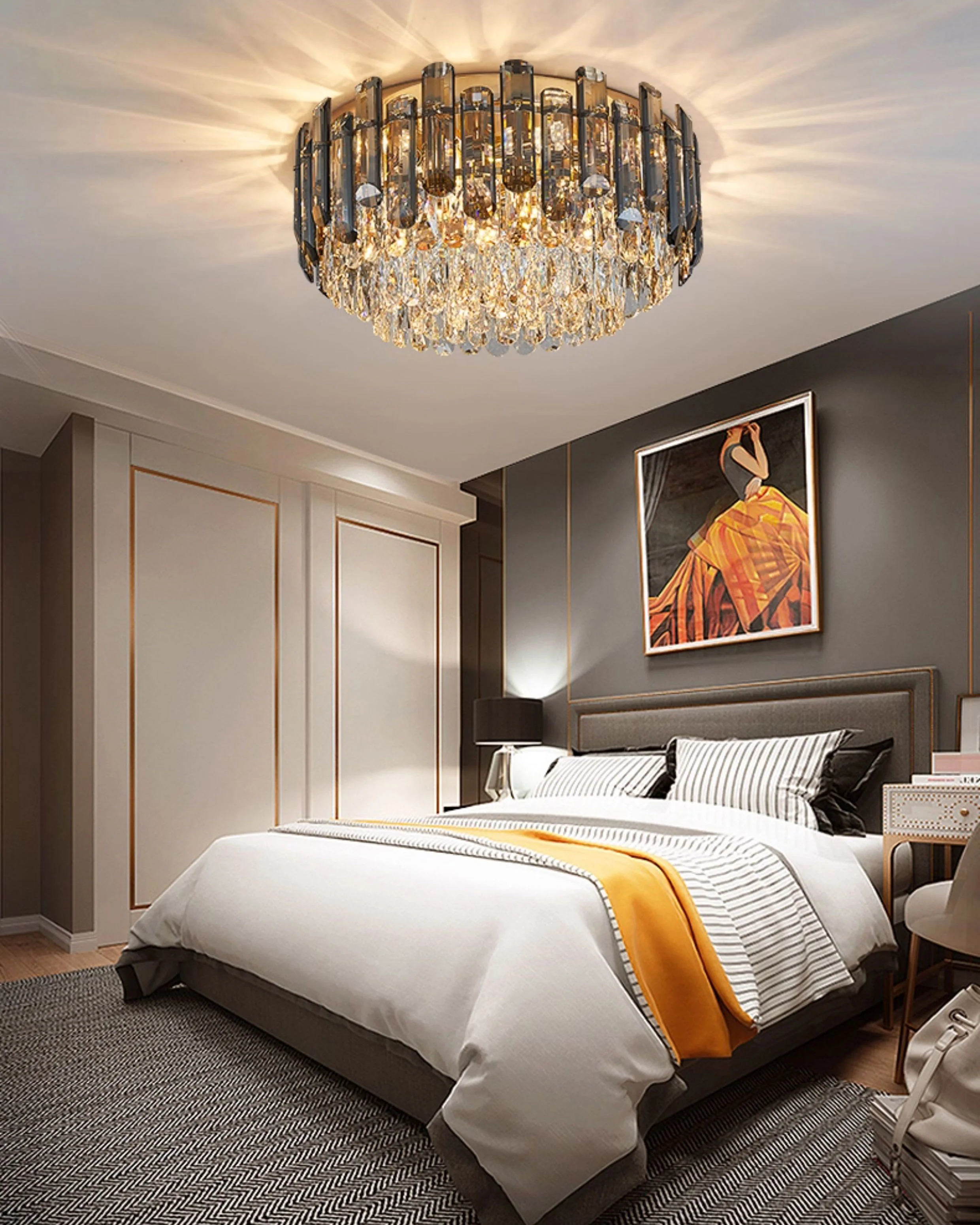 WOMO Smoked Crystal Round Ceiling Light-WM3040 - Image 3
