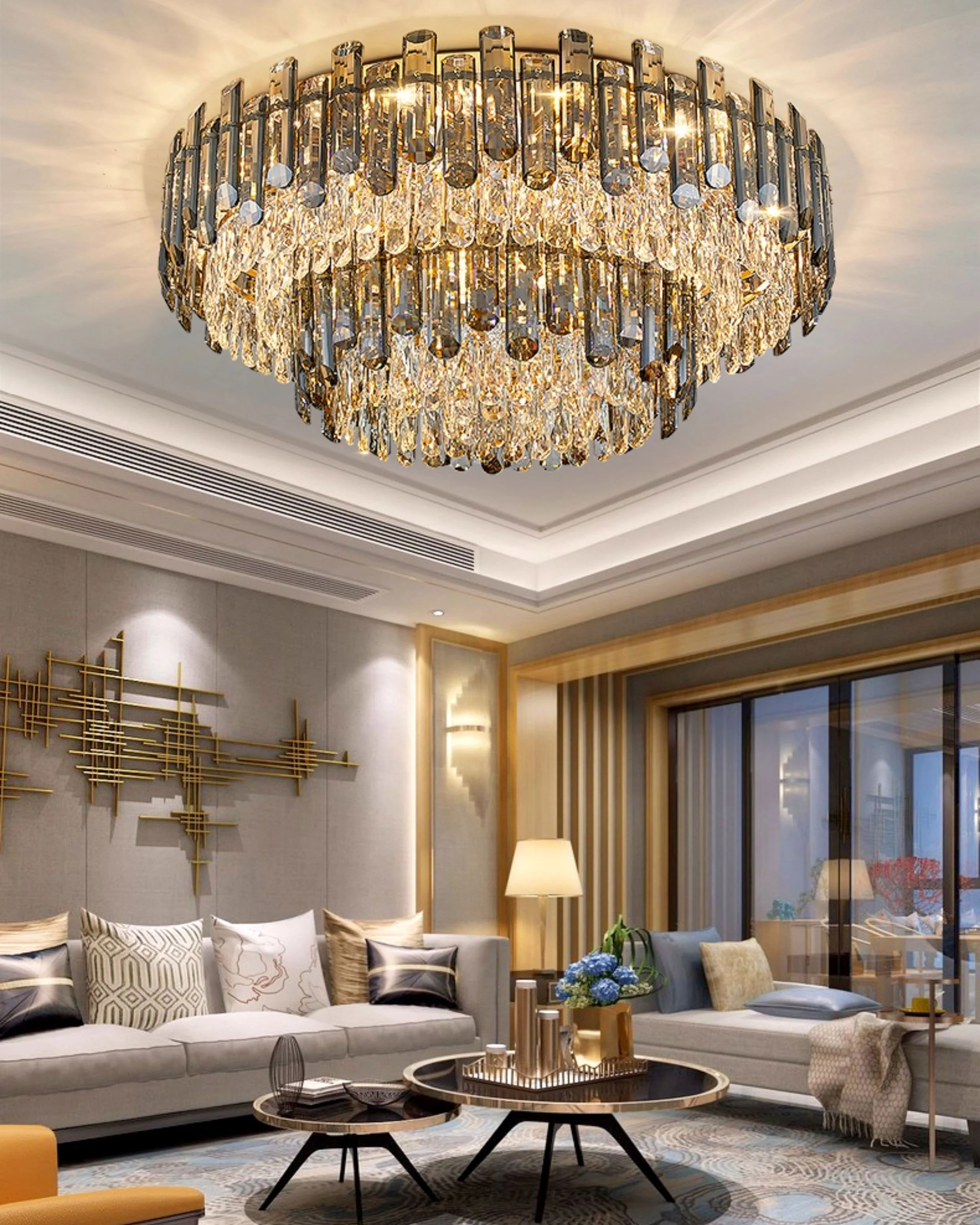 WOMO Smoked Crystal Round Ceiling Light-WM3040 - Image 4