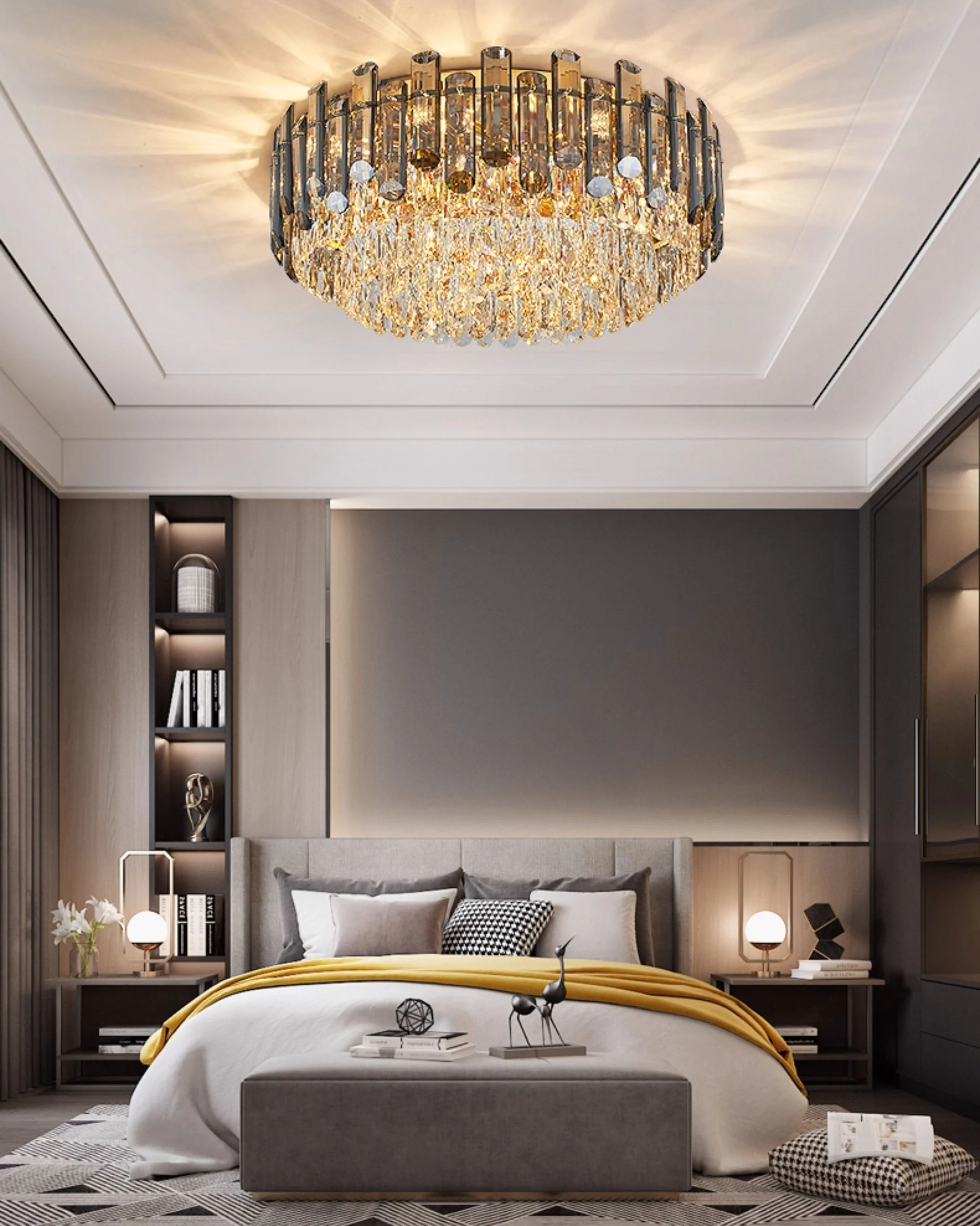 WOMO Smoked Crystal Round Ceiling Light-WM3040 - Image 7
