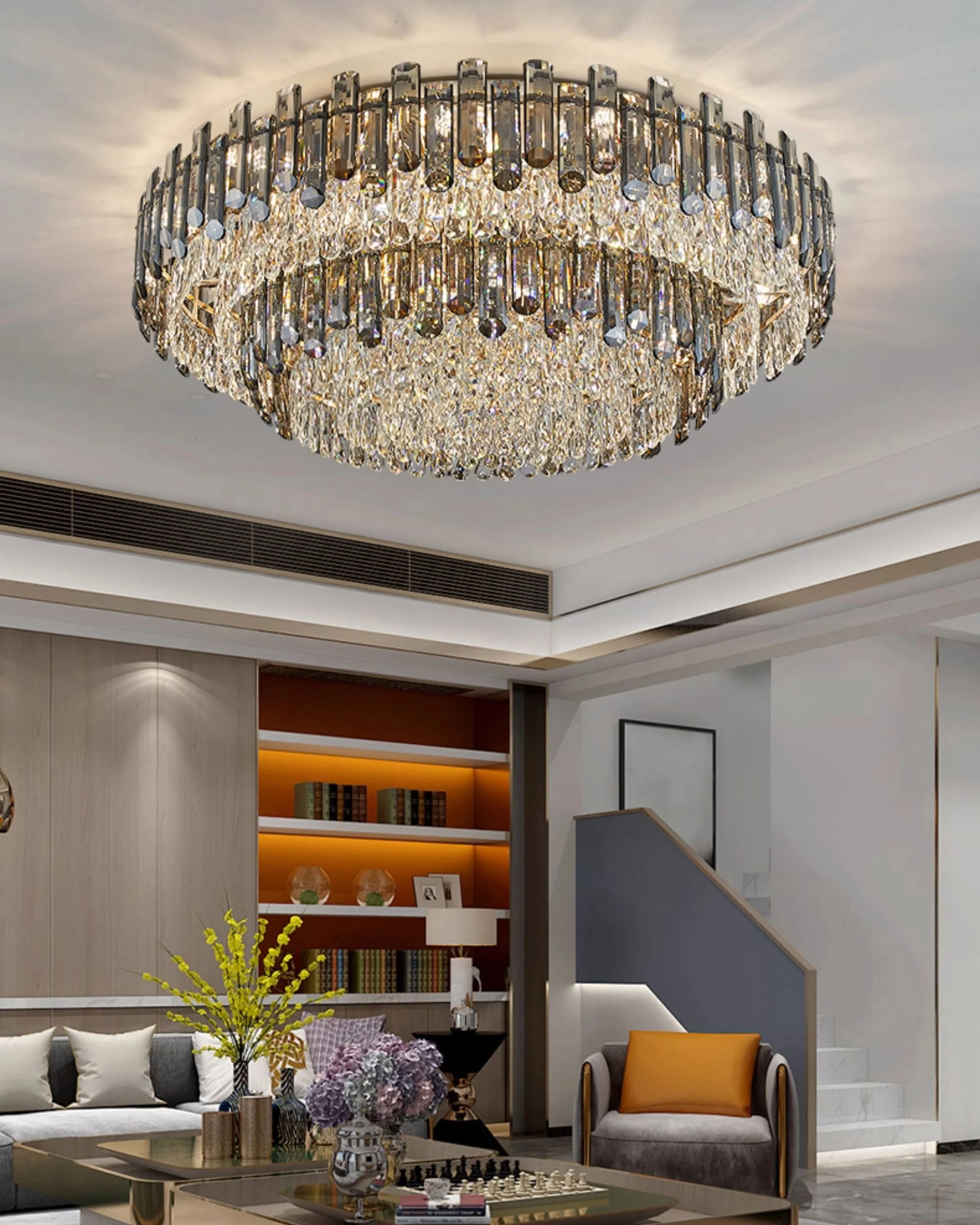 WOMO Smoked Crystal Round Ceiling Light-WM3040 - Image 8