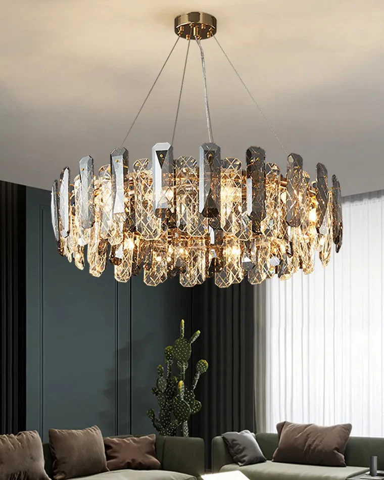 WOMO Smoked Crystal Round Chandelier-WM2363 - Image 2
