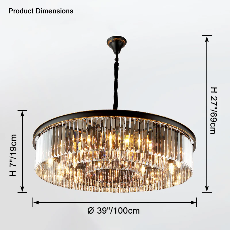WOMO Smoked Crystal Round Chandelier-WM2919 - Image 11