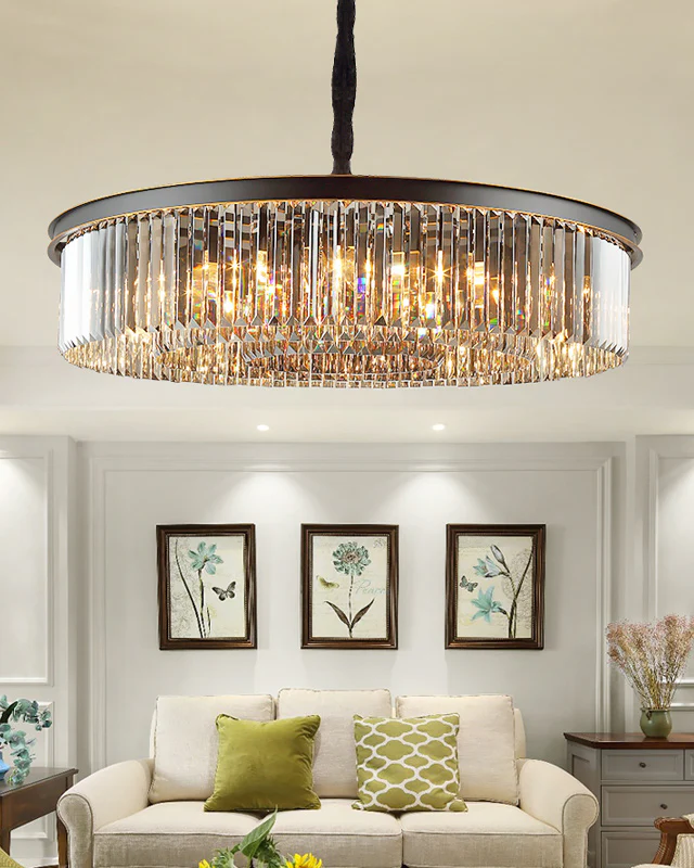 WOMO Smoked Crystal Round Chandelier-WM2919 - Image 2