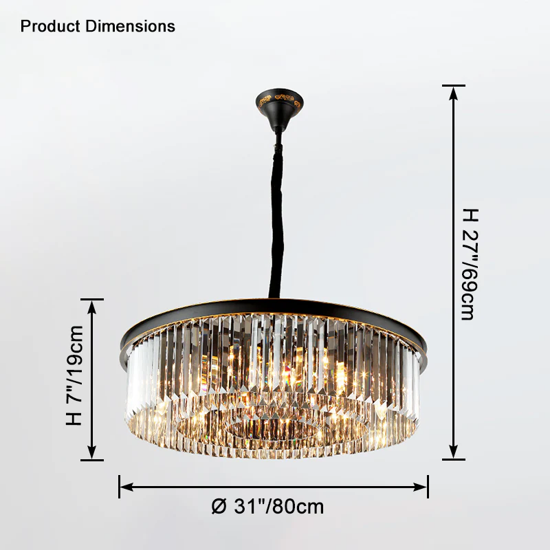 WOMO Smoked Crystal Round Chandelier-WM2919 - Image 9