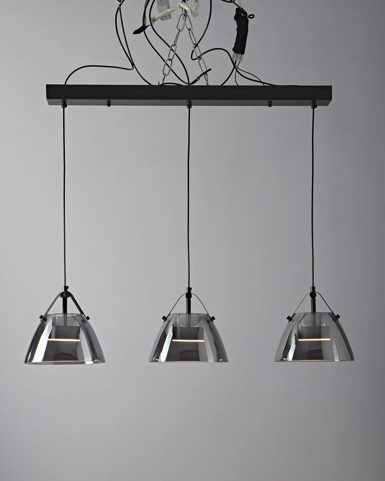 WOMO 3 Light Smoked Glass Pendant Light-WM2238 - Image 27