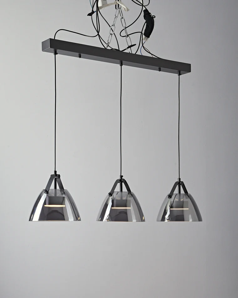 WOMO 3 Light Smoked Glass Pendant Light-WM2238 - Image 28