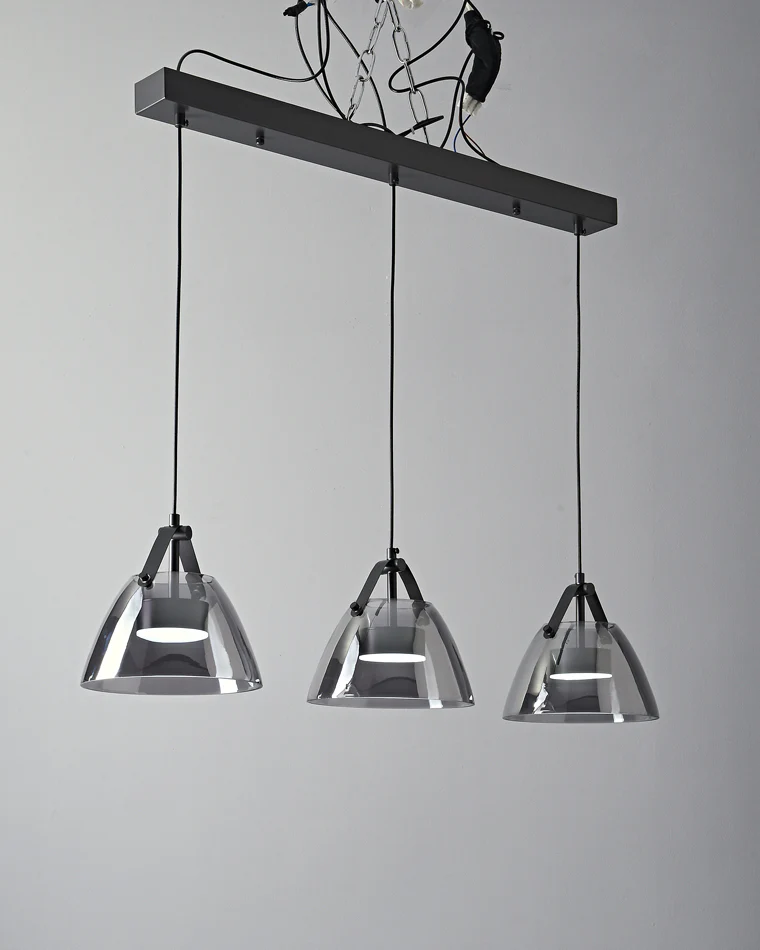 WOMO 3 Light Smoked Glass Pendant Light-WM2238 - Image 30