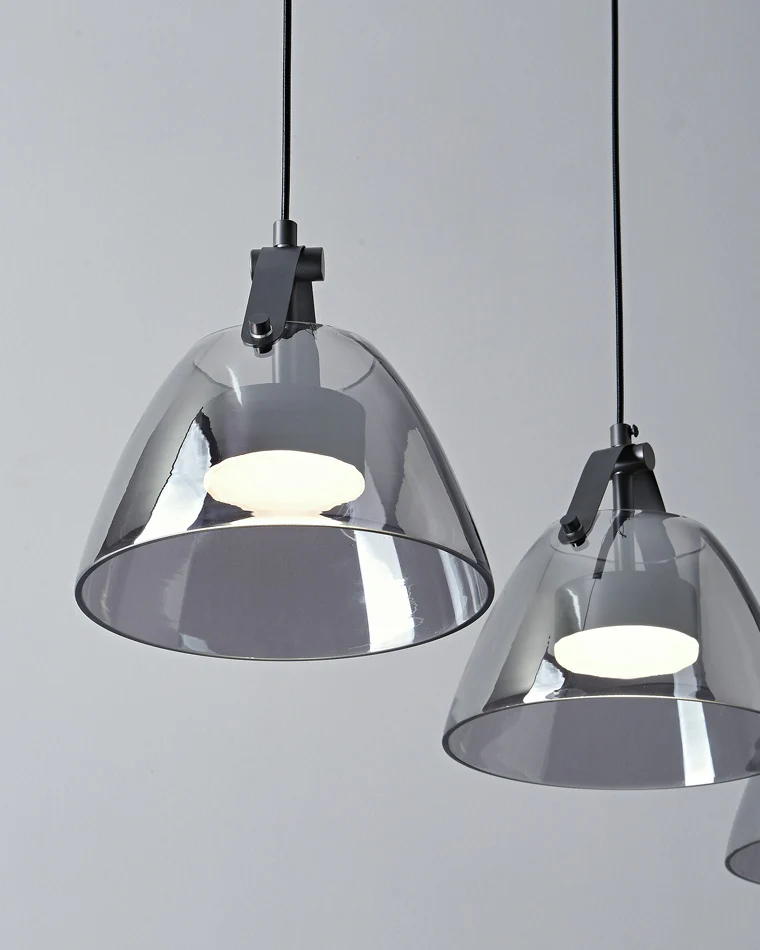 WOMO 3 Light Smoked Glass Pendant Light-WM2238 - Image 4