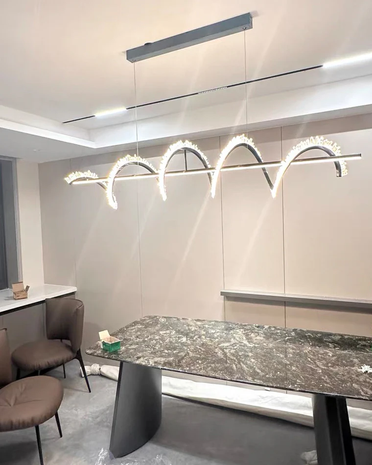 WOMO Swirl Crystal Linear Chandelier-WM2713 - Image 13