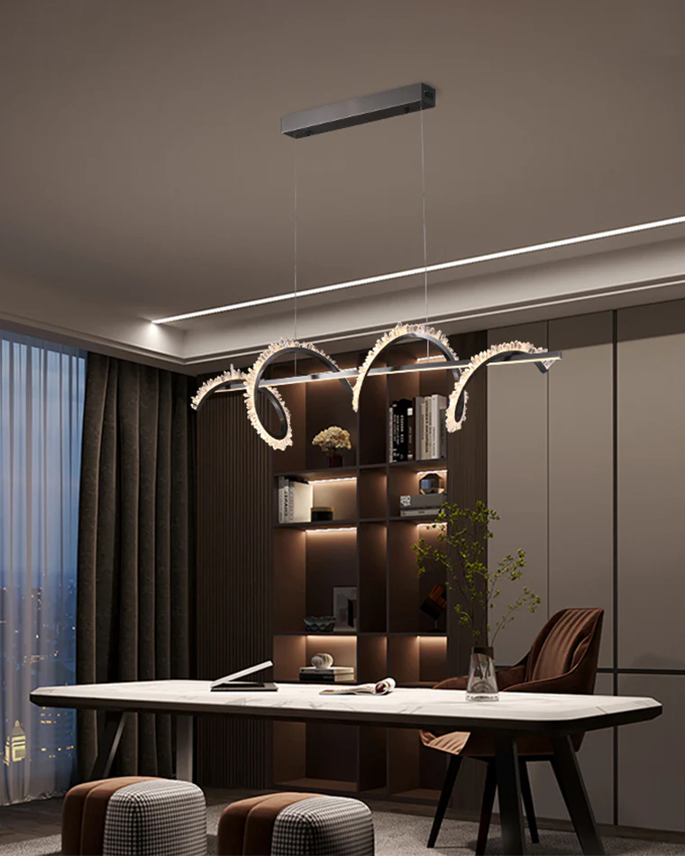 WOMO Swirl Crystal Linear Chandelier-WM2713 - Image 3