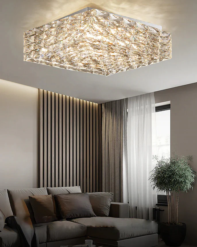 WOMO Square Crystal Flush Mount Ceiling Light-WM1130 - Image 4