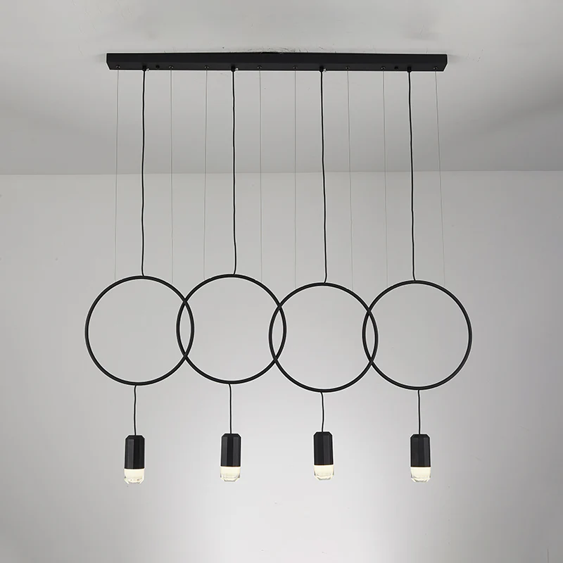 WOMO Staggered Black Ring Pendant Light-WM2609 - Image 11