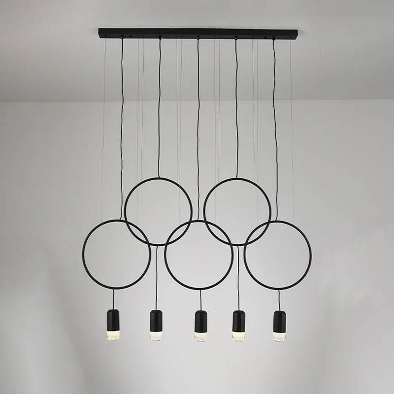 WOMO Staggered Black Ring Pendant Light-WM2609 - Image 13