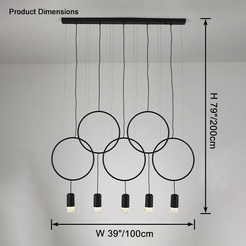 WOMO Staggered Black Ring Pendant Light-WM2609 - Image 14