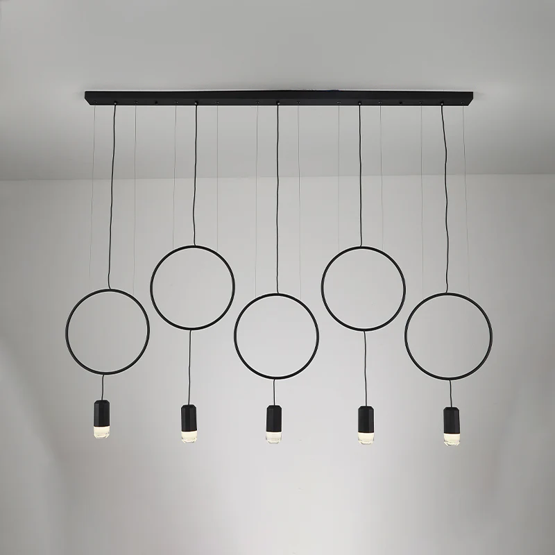 WOMO Staggered Black Ring Pendant Light-WM2609 - Image 15