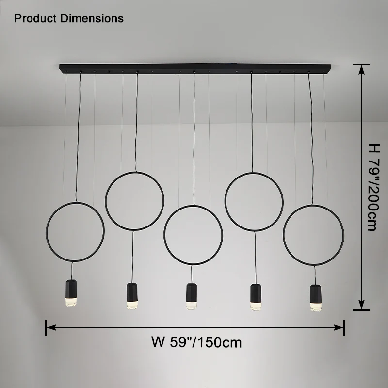 WOMO Staggered Black Ring Pendant Light-WM2609 - Image 16