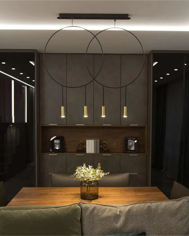 WOMO Staggered Black Ring Pendant Light-WM2609 - Image 7