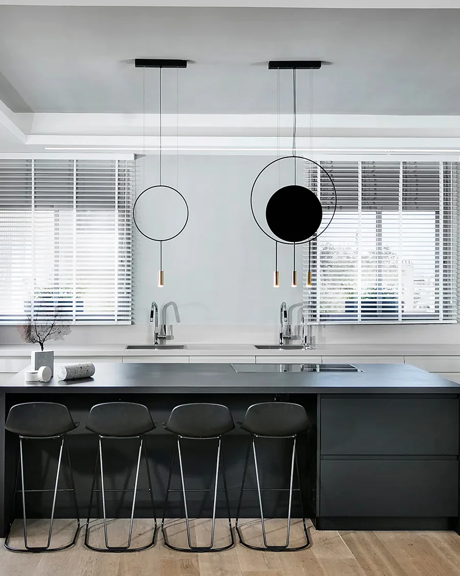 WOMO Staggered Black Ring Pendant Light-WM2609 - Image 8