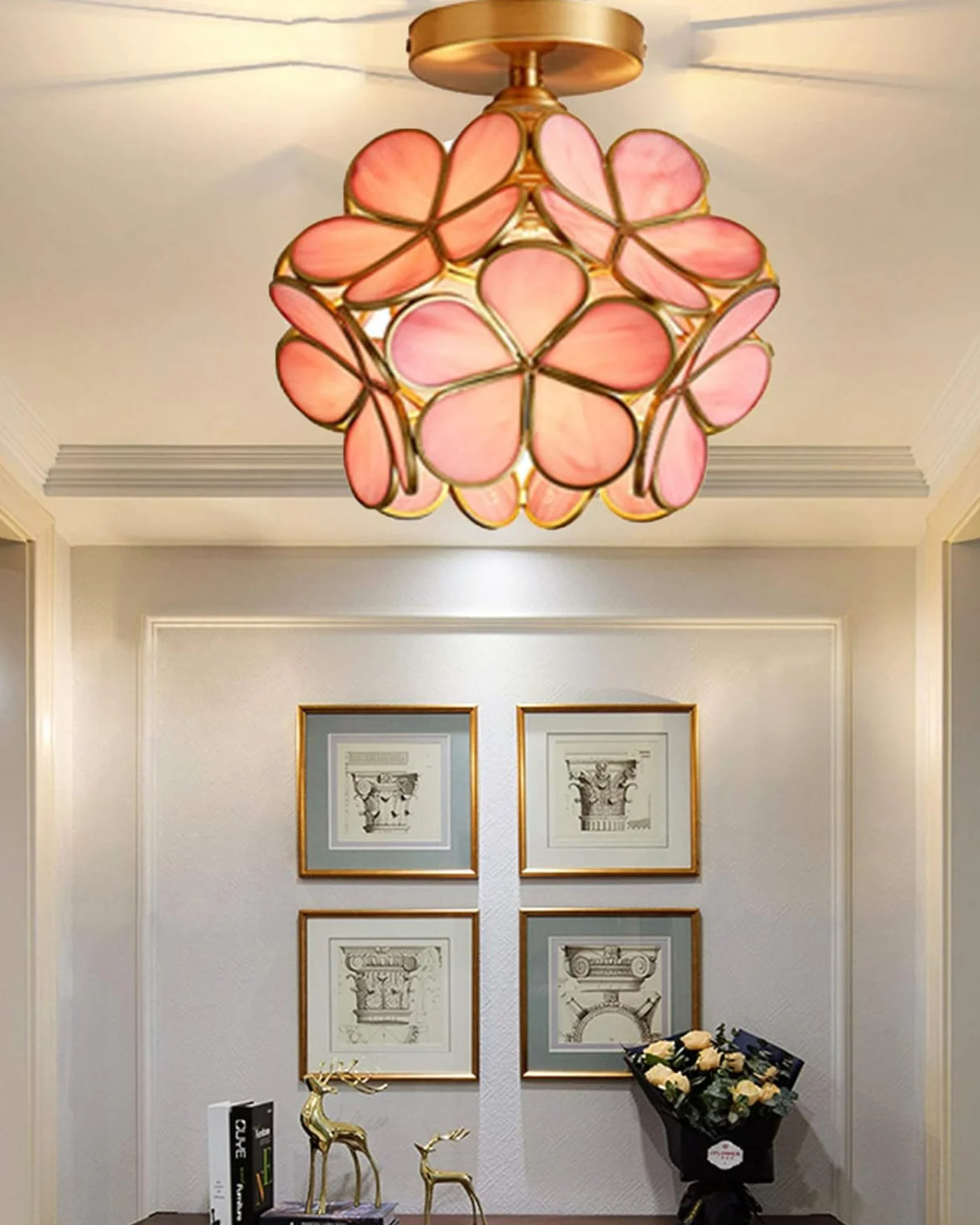 WOMO Tiffany Floral Ceiling Light-WM1128 - Image 11