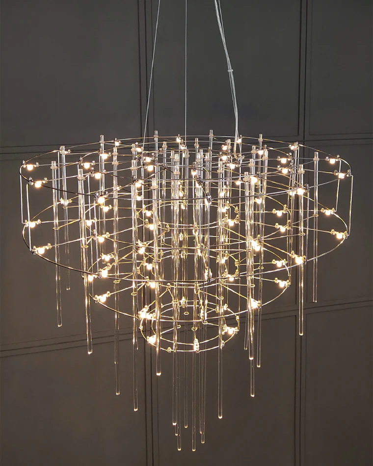WOMO Tiered Glass Rod Sculptural Chandelier-WM2199 - Image 10