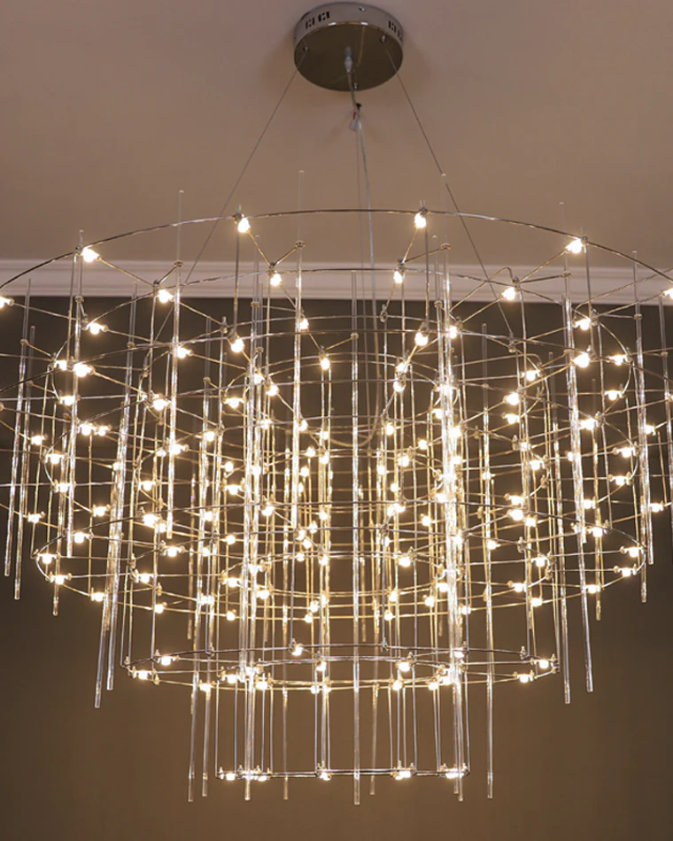 WOMO Tiered Glass Rod Sculptural Chandelier-WM2199 - Image 11
