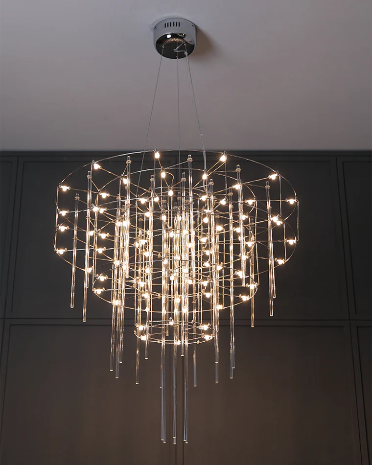WOMO Tiered Glass Rod Sculptural Chandelier-WM2199 - Image 12