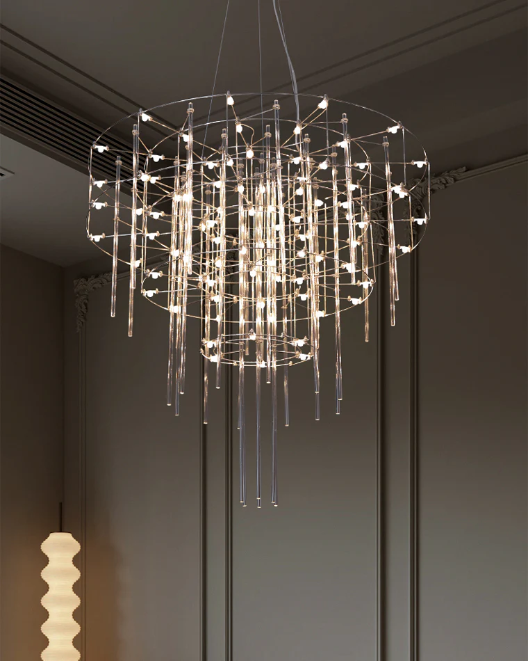 WOMO Tiered Glass Rod Sculptural Chandelier-WM2199 - Image 13