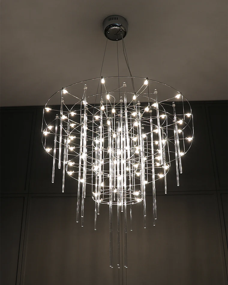 WOMO Tiered Glass Rod Sculptural Chandelier-WM2199 - Image 14