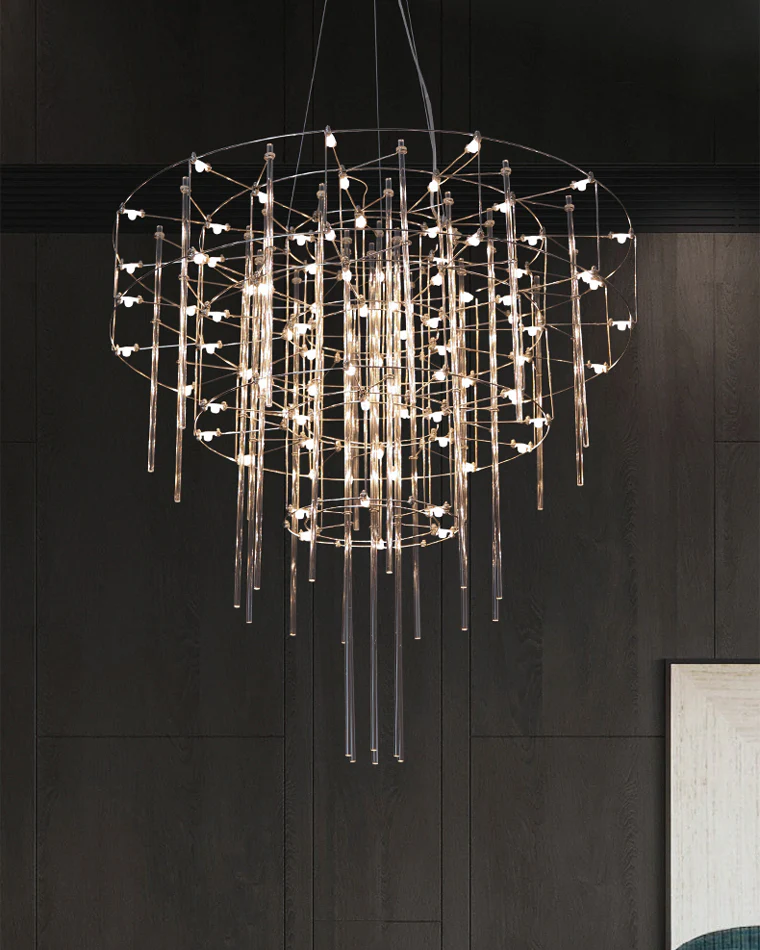 WOMO Tiered Glass Rod Sculptural Chandelier-WM2199 - Image 16