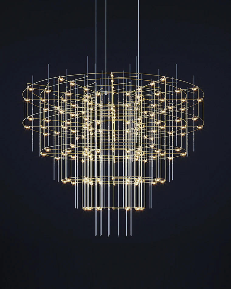 WOMO Tiered Glass Rod Sculptural Chandelier-WM2199 - Image 19