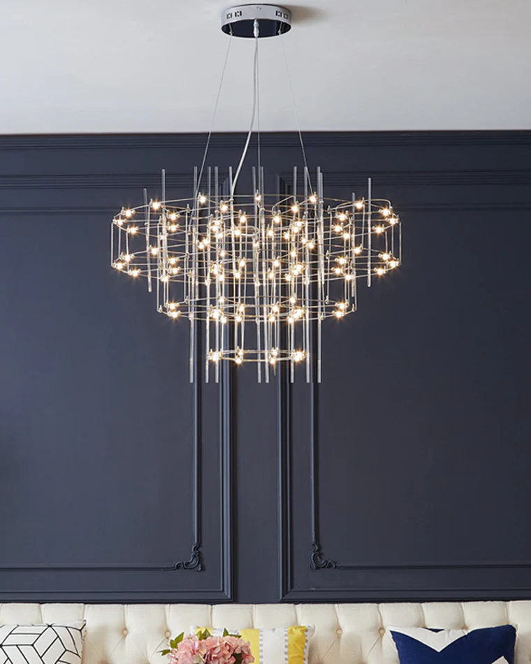 WOMO Tiered Glass Rod Sculptural Chandelier-WM2199 - Image 2