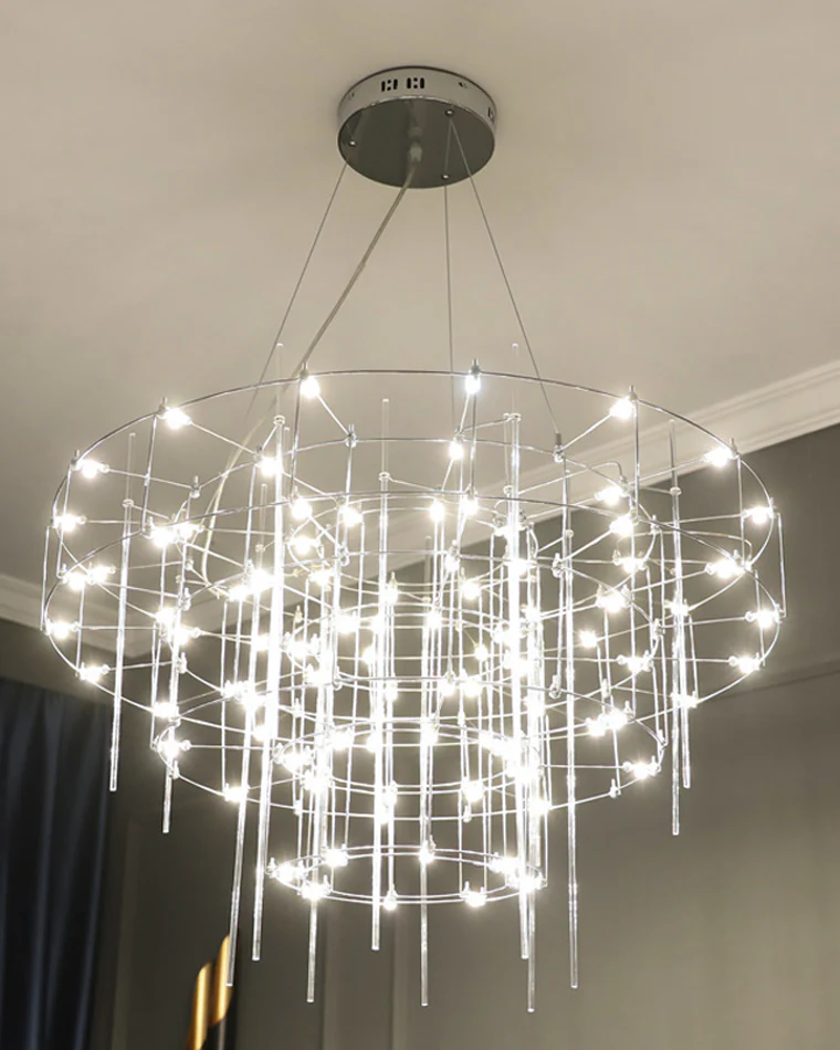 WOMO Tiered Glass Rod Sculptural Chandelier-WM2199 - Image 23
