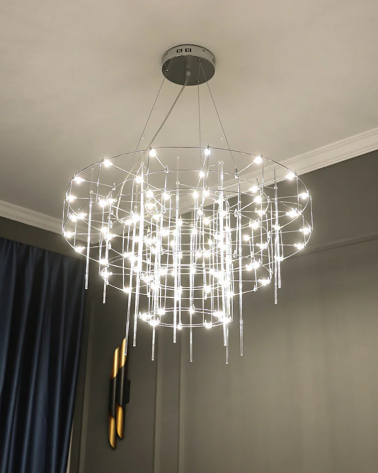 WOMO Tiered Glass Rod Sculptural Chandelier-WM2199 - Image 25