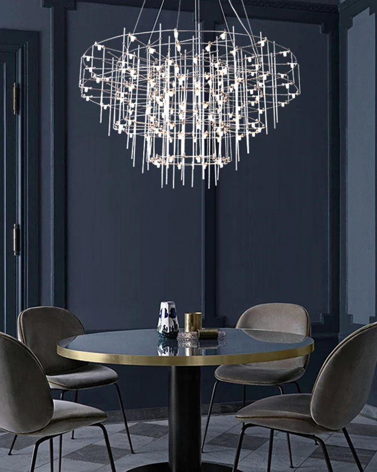 WOMO Tiered Glass Rod Sculptural Chandelier-WM2199 - Image 3