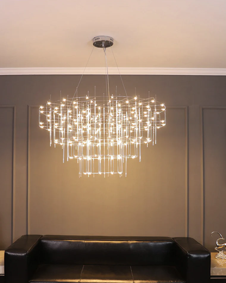 WOMO Tiered Glass Rod Sculptural Chandelier-WM2199 - Image 31