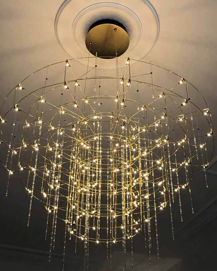 WOMO Tiered Glass Rod Sculptural Chandelier-WM2199 - Image 34