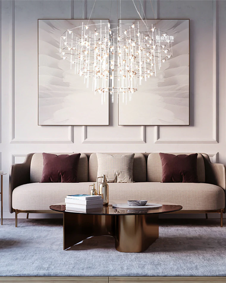 WOMO Tiered Glass Rod Sculptural Chandelier-WM2199 - Image 4