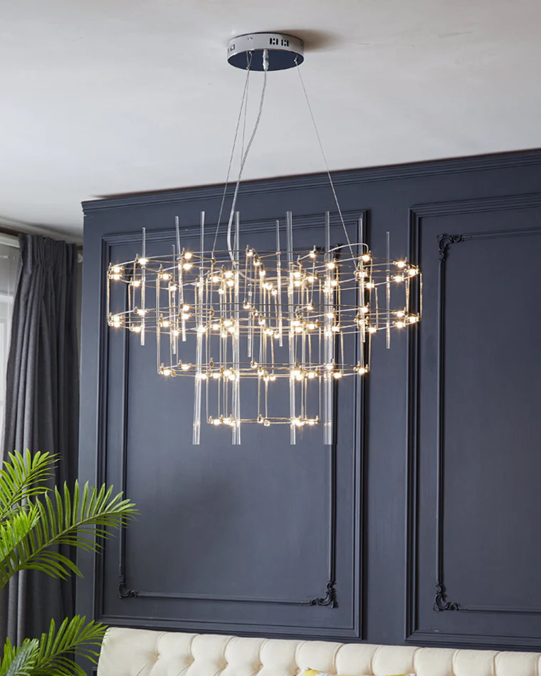 WOMO Tiered Glass Rod Sculptural Chandelier-WM2199 - Image 5
